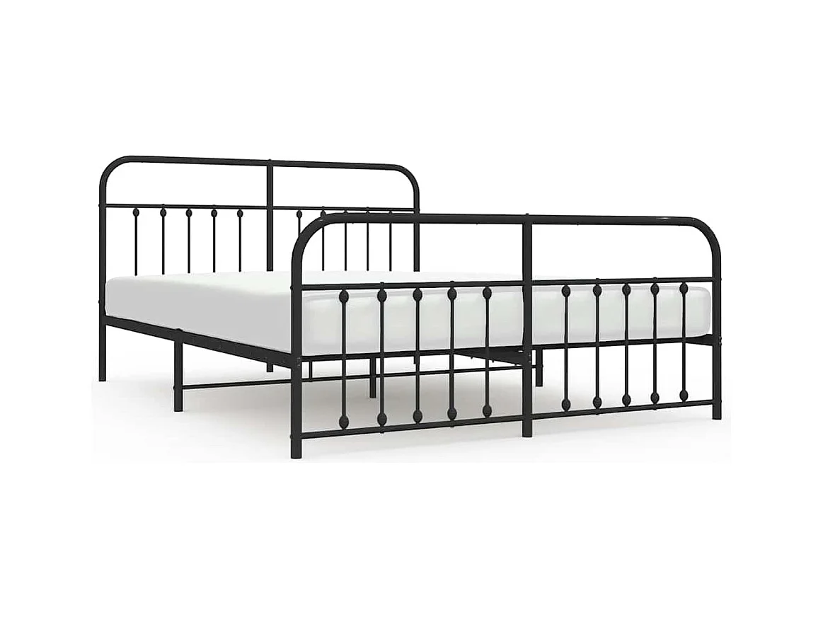 Cadre de lit métal sans matelas avec pied de lit noir 183x213cm