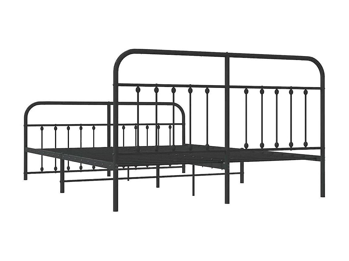 Cadre de lit métal sans matelas avec pied de lit noir 183x213cm