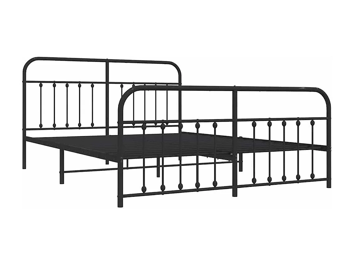 Bettgestell mit Kopf- und Fußteil Metall Schwarz 183x213 cm