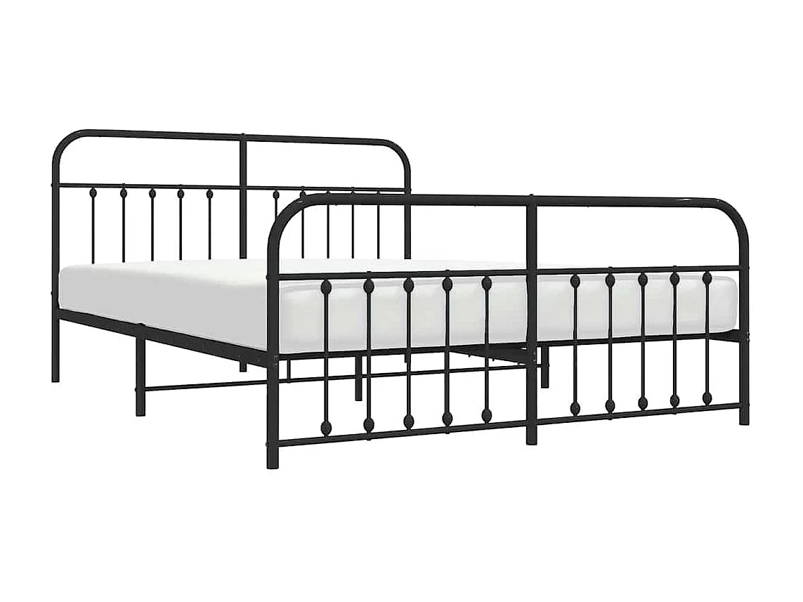 Bettgestell mit Kopf- und Fußteil Metall Schwarz 183x213 cm