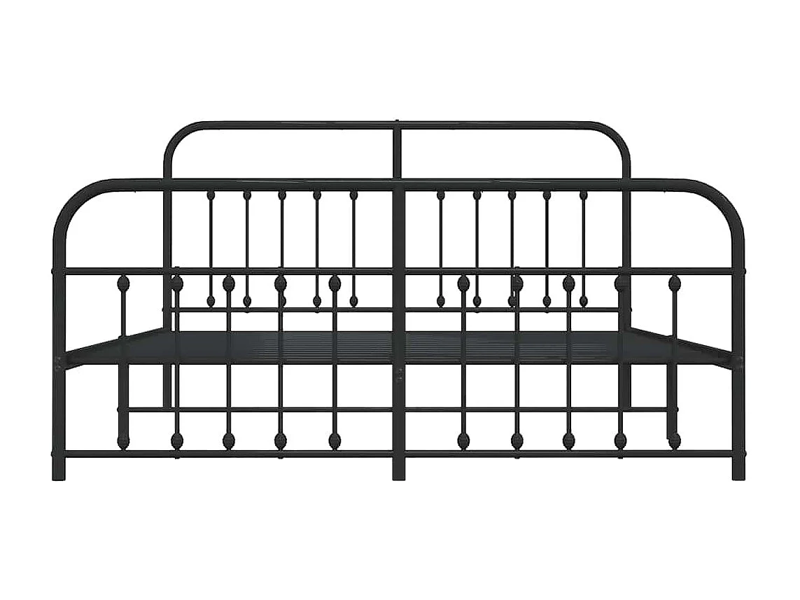 Bettgestell mit Kopf- und Fußteil Metall Schwarz 183x213 cm