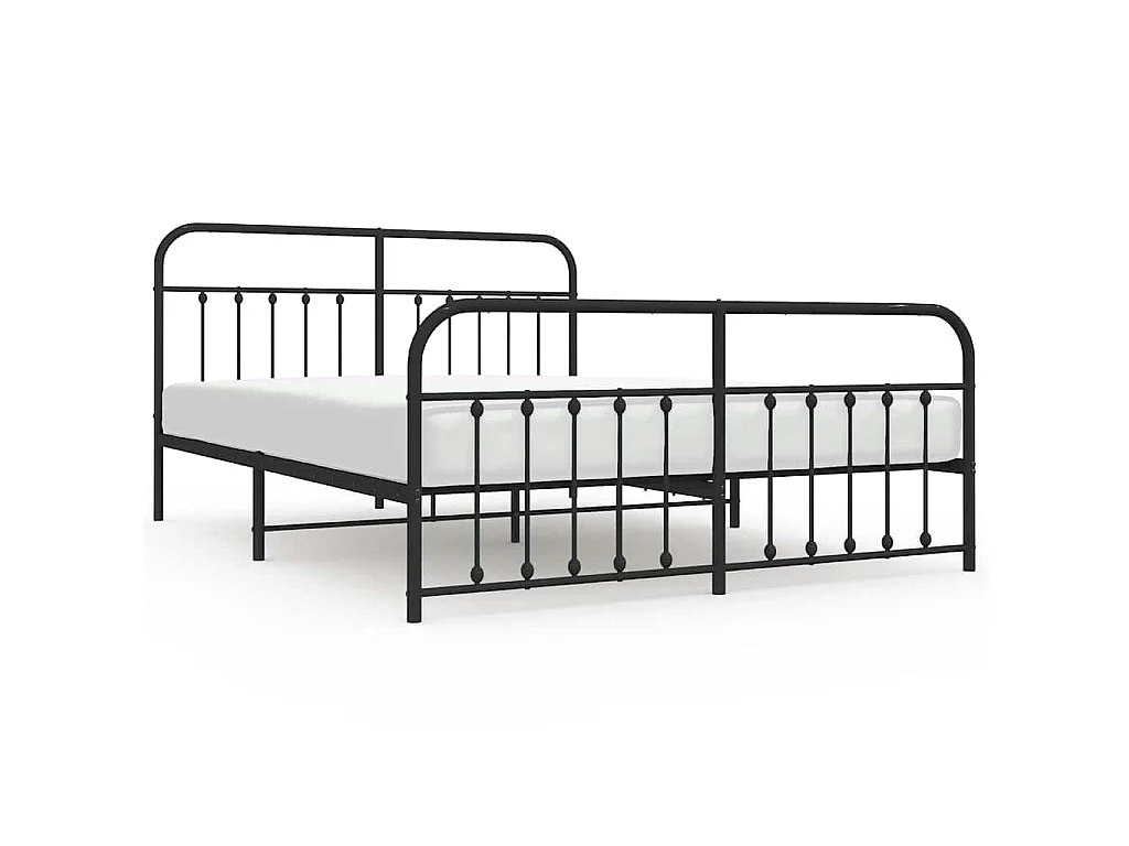 Bettgestell mit Kopf- und Fußteil Metall Schwarz 183x213 cm