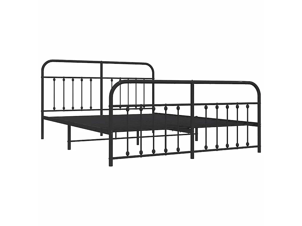 Bettgestell mit Kopf- und Fußteil Metall Schwarz 183x213 cm