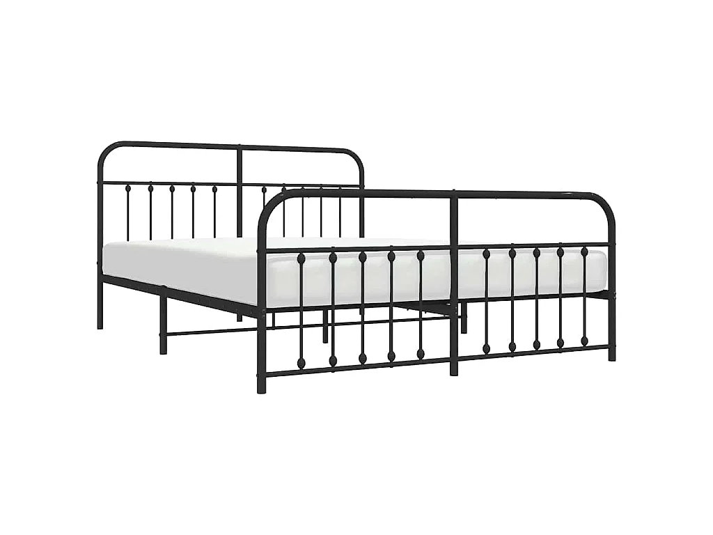 Bettgestell mit Kopf- und Fußteil Metall Schwarz 183x213 cm
