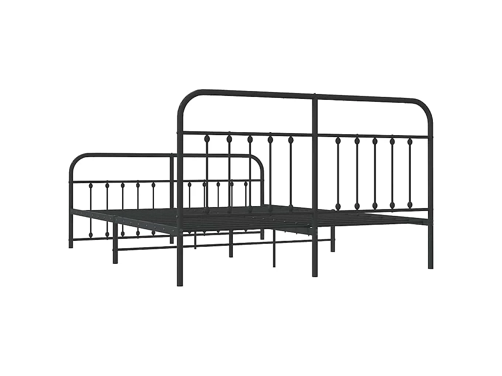 Cadre de lit métal sans matelas avec pied de lit noir 183x213cm