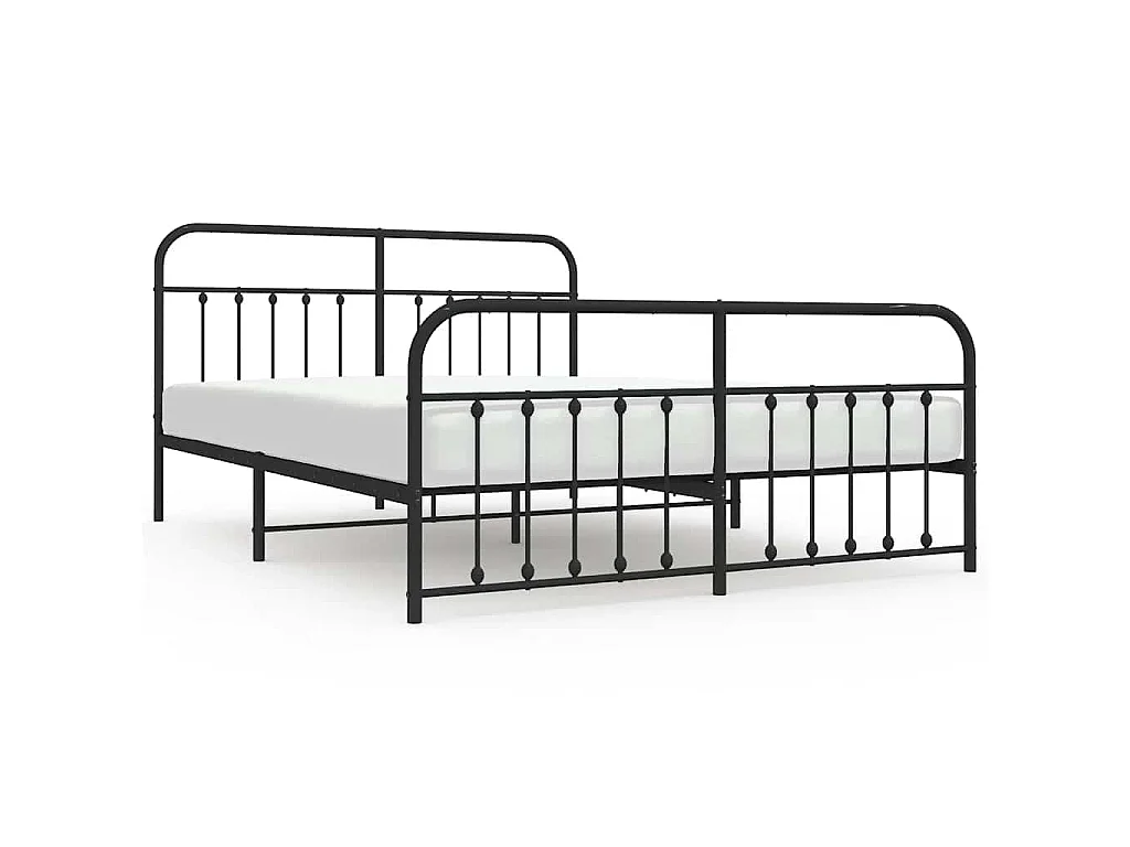 Bedframe met hoofd- en voeteneinde metaal zwart 183x213 cm