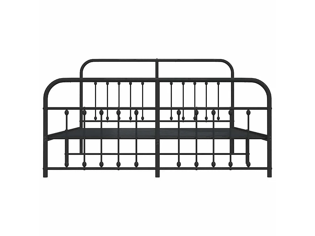 Cadre de lit métal sans matelas avec pied de lit noir 183x213cm