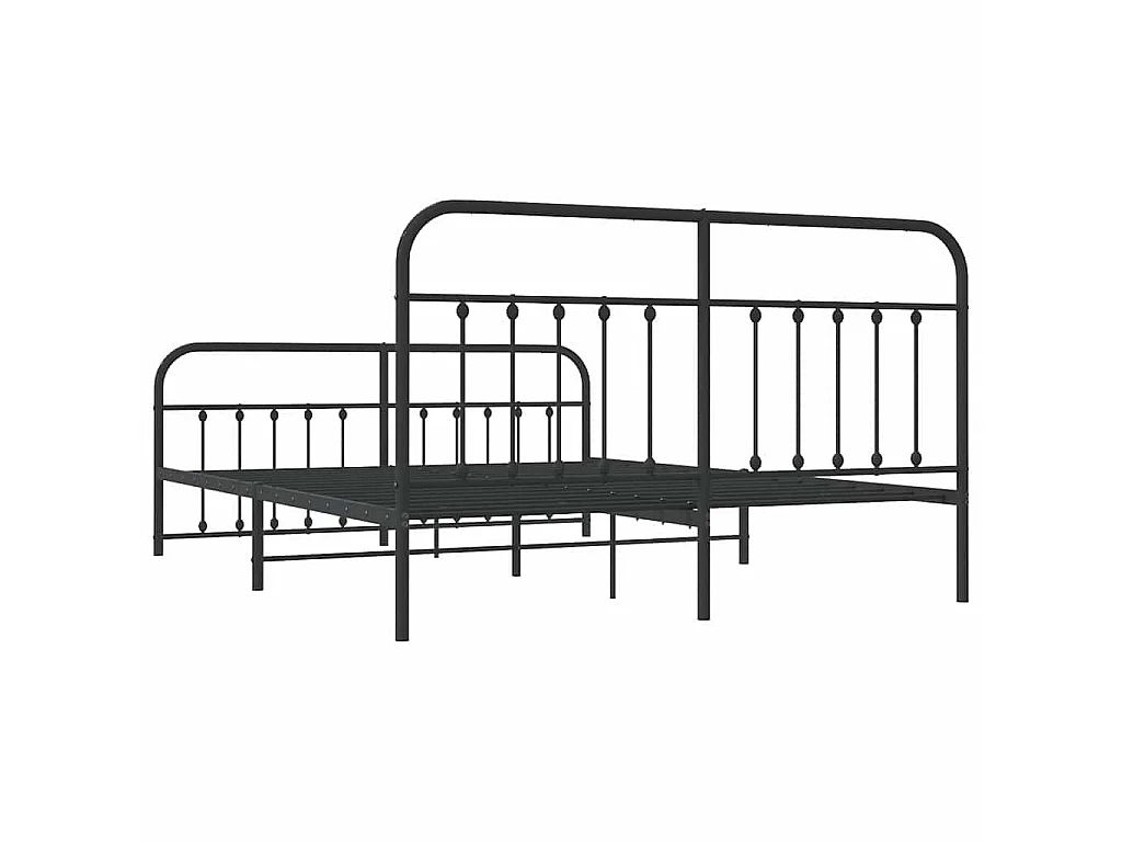 Cadre de lit métal sans matelas avec pied de lit noir 183x213cm