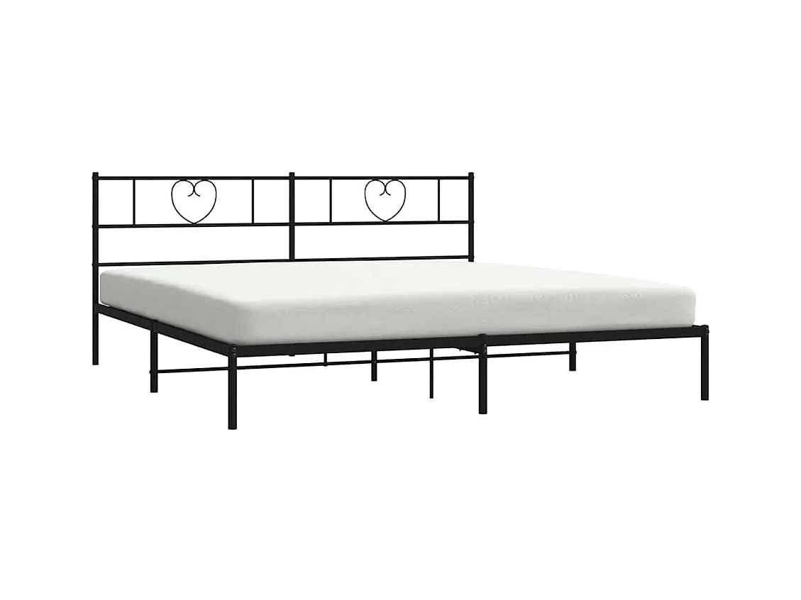 Cadre de lit métal sans matelas avec tête de lit noir 183x213cm