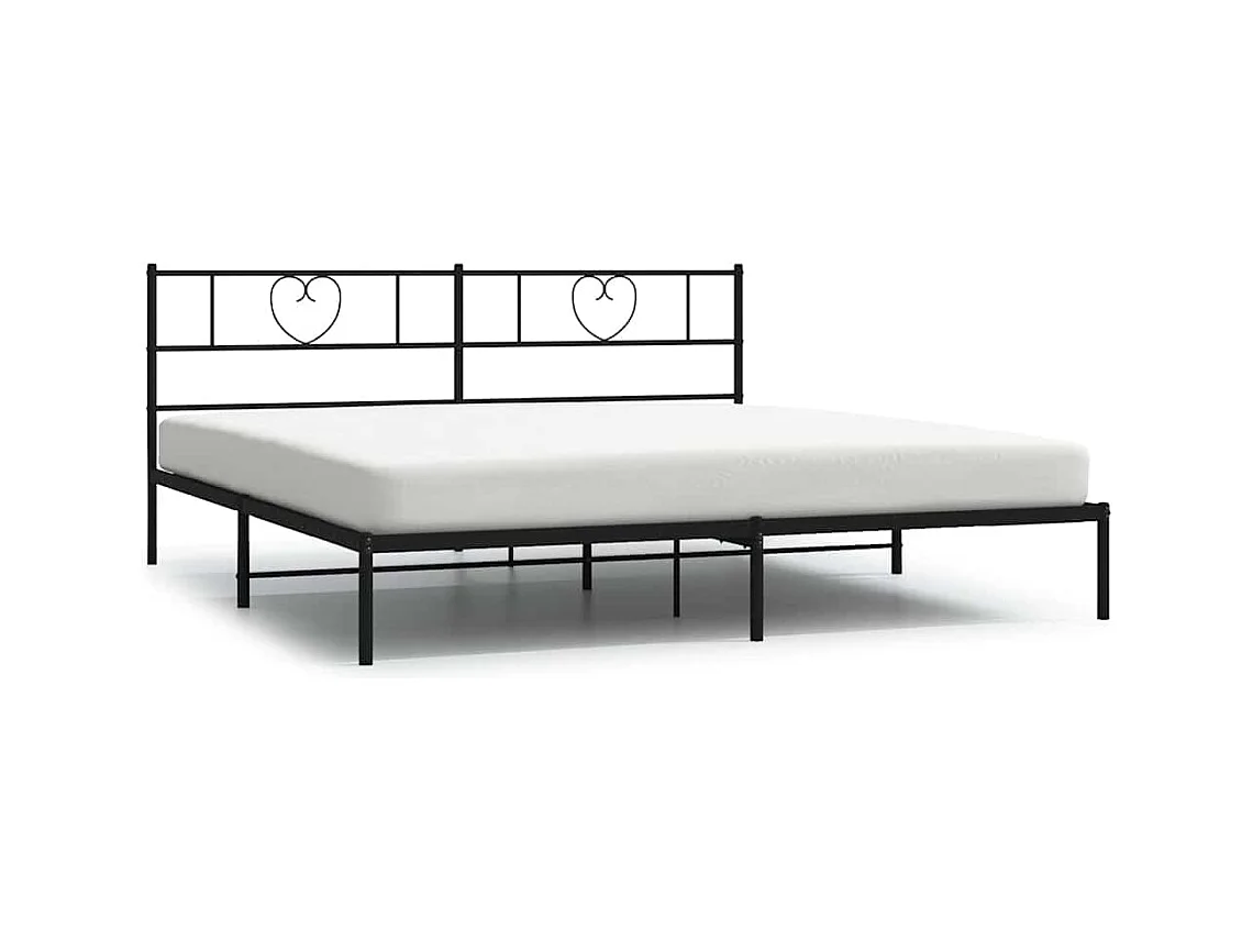 Cadre de lit métal sans matelas avec tête de lit noir 183x213cm