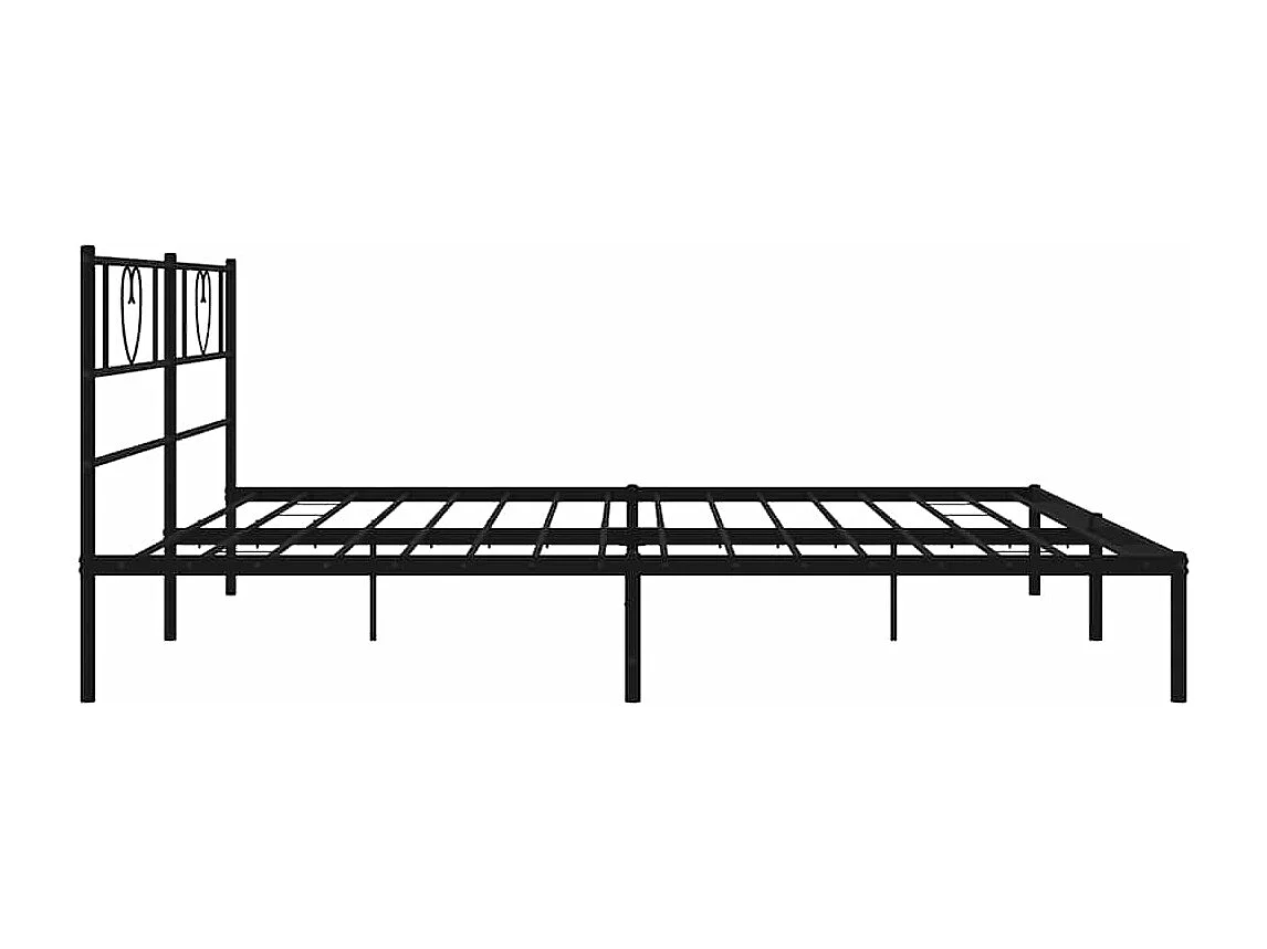 Cadre de lit métal sans matelas avec tête de lit noir 183x213cm