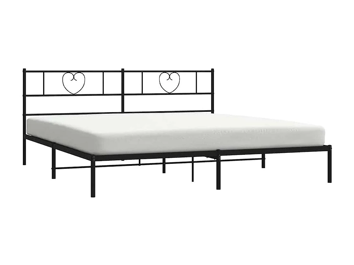 Cadre de lit métal sans matelas avec tête de lit noir 183x213cm
