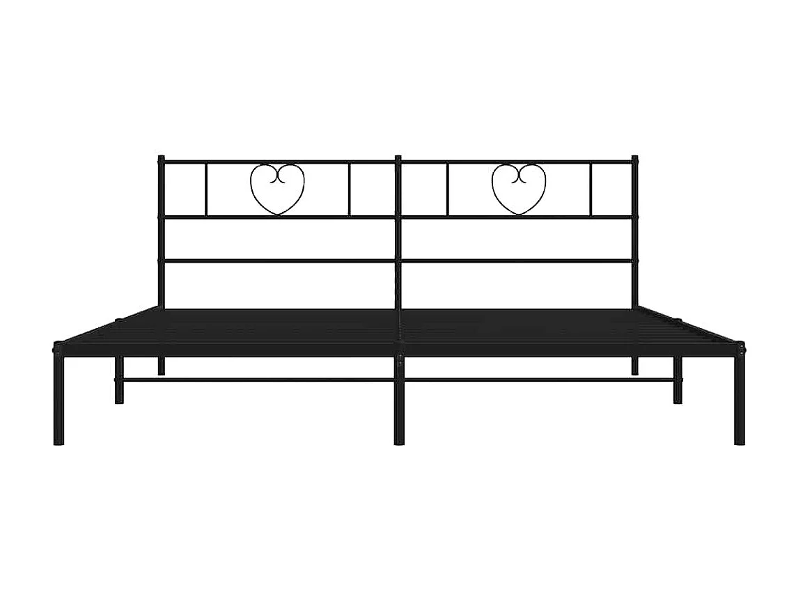 Cadre de lit métal sans matelas avec tête de lit noir 183x213cm