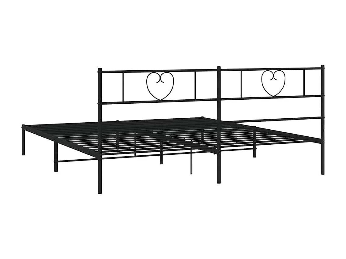 Cadre de lit métal sans matelas avec tête de lit noir 183x213cm