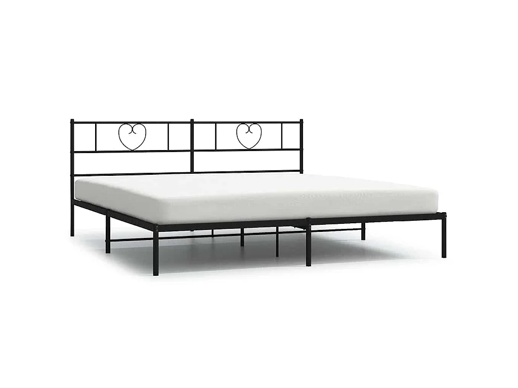 Estructura cama sin colchón con cabecero metal negro 183x213 cm
