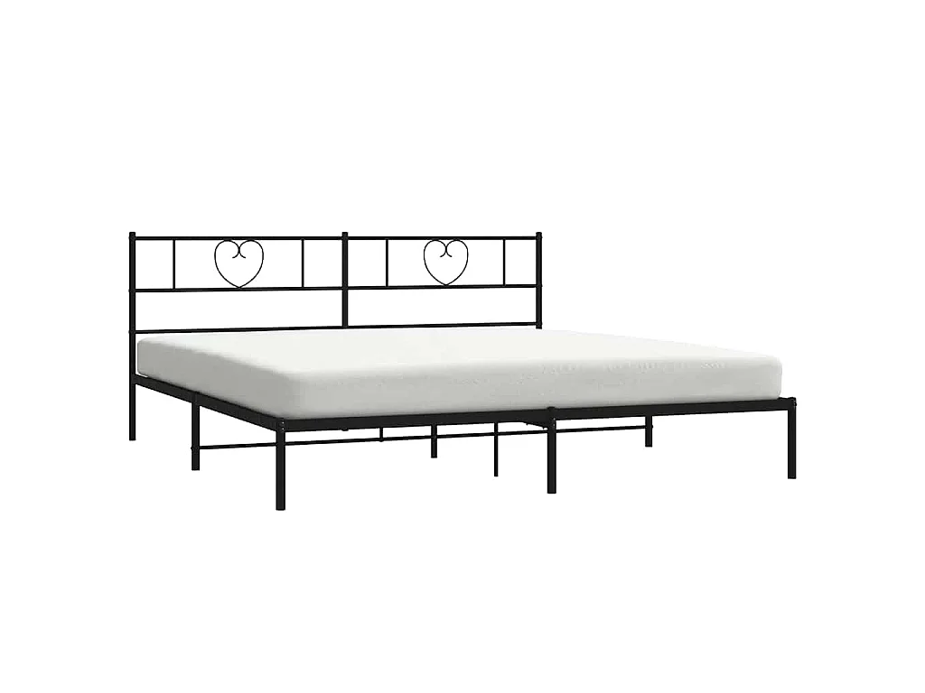 Estructura cama sin colchón con cabecero metal negro 183x213 cm