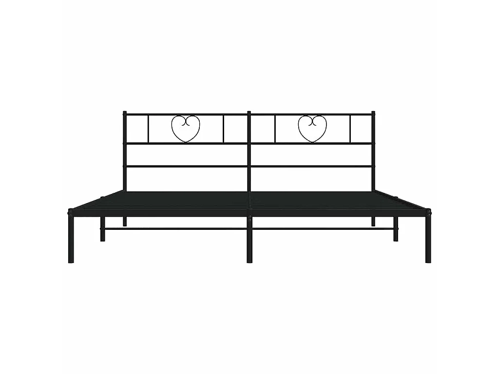 Cadre de lit métal sans matelas avec tête de lit noir 183x213cm