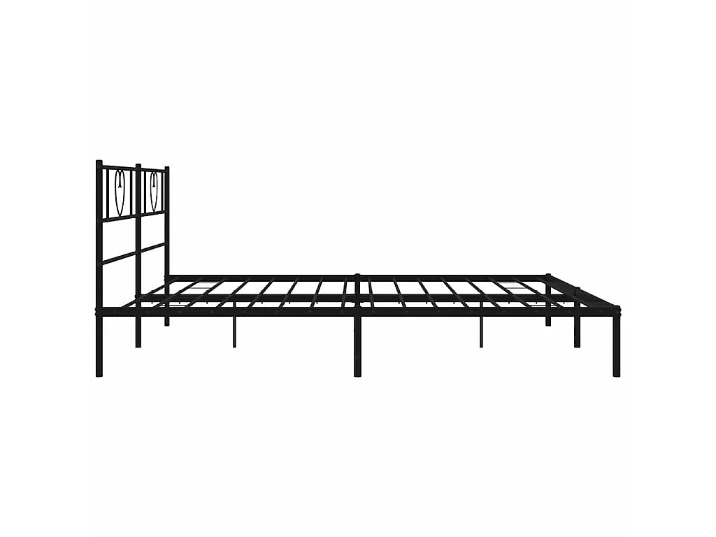 Cadre de lit métal sans matelas avec tête de lit noir 183x213cm