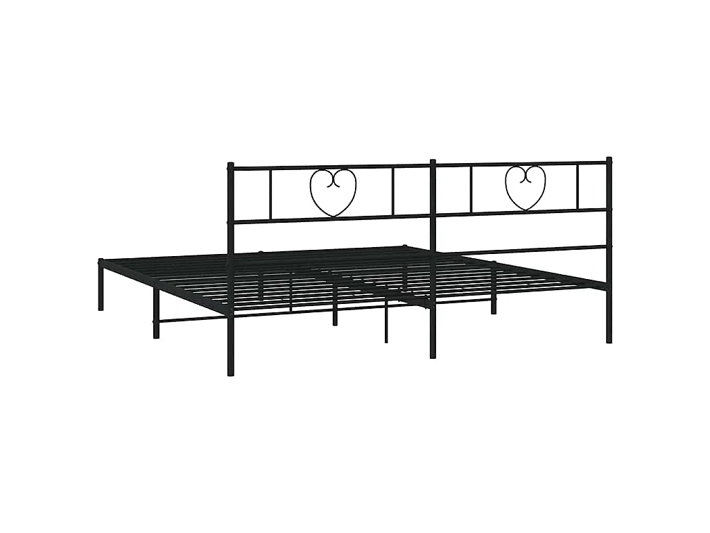Cadre de lit métal sans matelas avec tête de lit noir 183x213cm