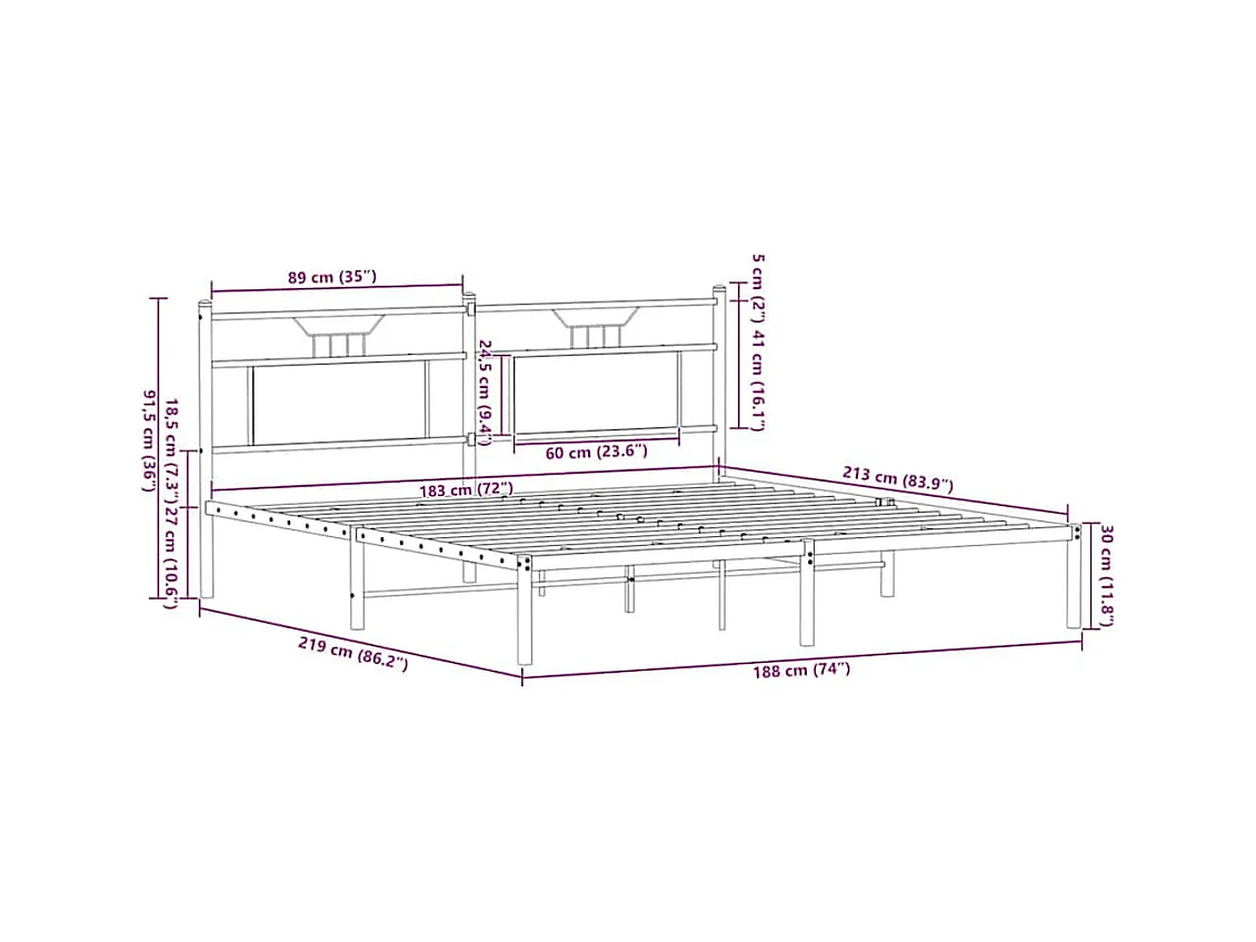 Bettgestell ohne Matratze Sonoma-Eiche 183x213 cm Holzwerkstoff