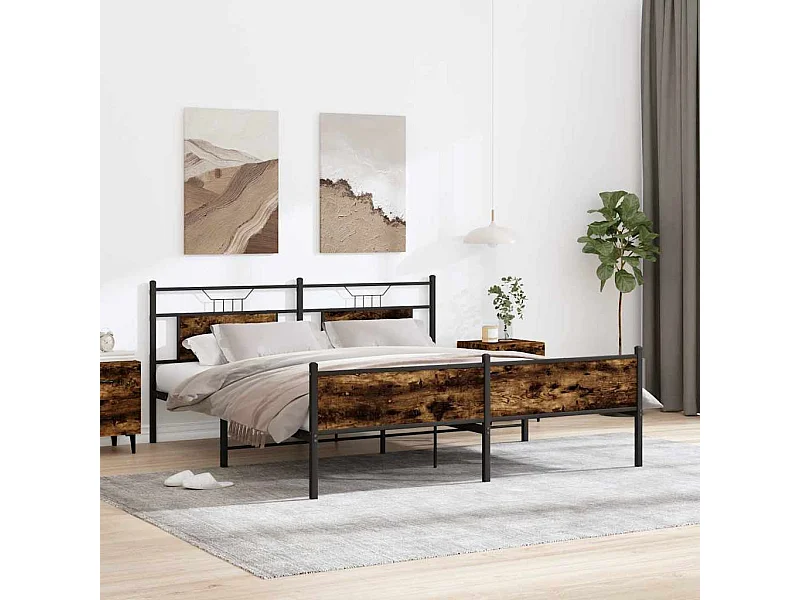 Bedframe zonder matras metaal gerookt eikenkleurig 183x213 cm