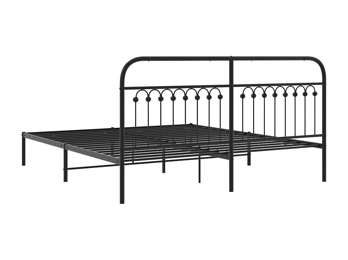 Cadre de lit métal sans matelas avec tête de lit noir 183x203cm