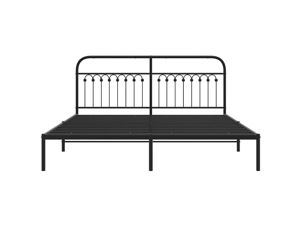 Cadre de lit métal sans matelas avec tête de lit noir 183x203cm
