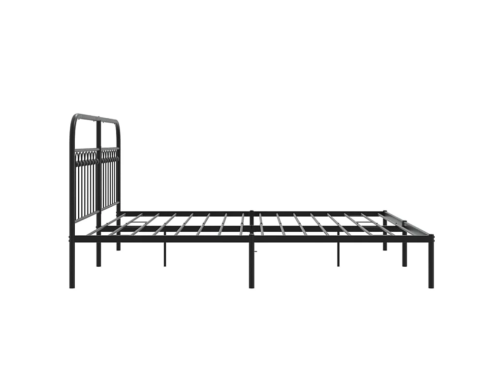Cadre de lit métal sans matelas avec tête de lit noir 183x203cm