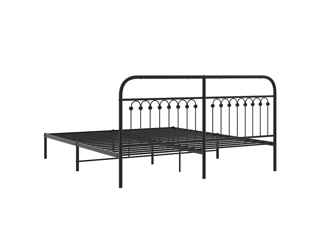 Cadre de lit métal sans matelas avec tête de lit noir 183x203cm