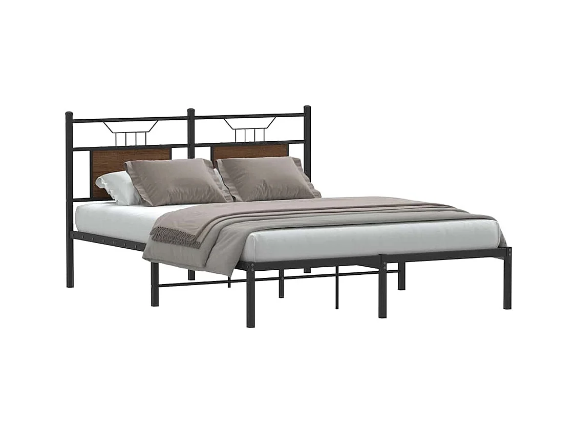 Estructura de cama sin colchón madera marrón roble 137x190 cm