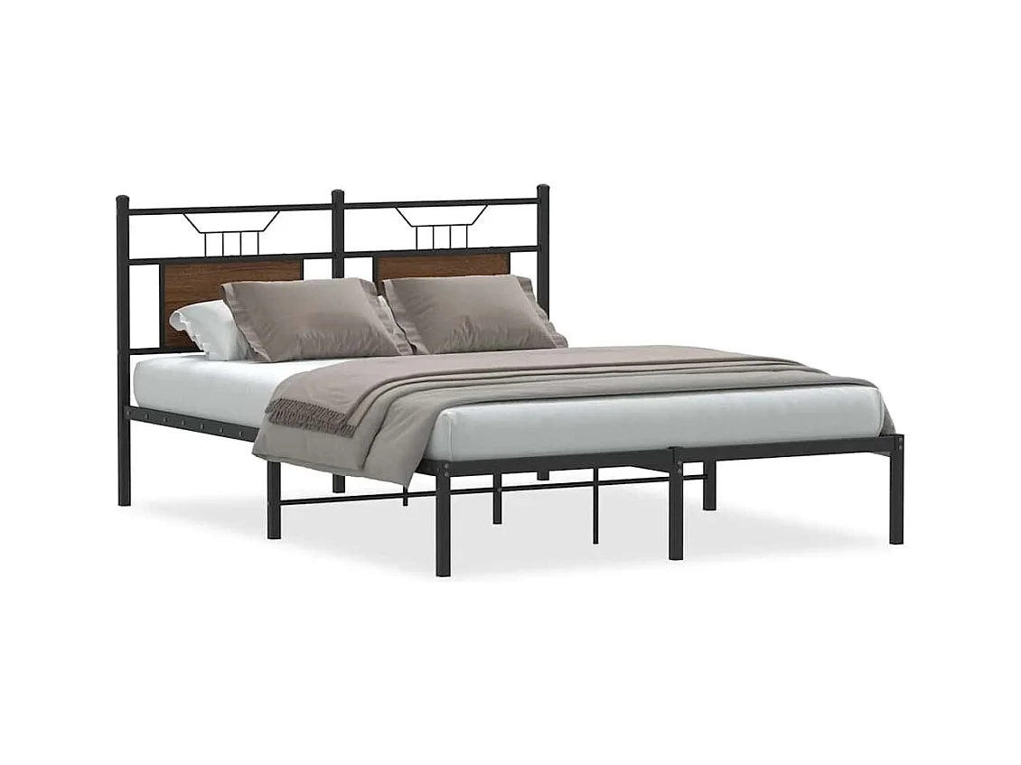 Estructura de cama sin colchón madera marrón roble 137x190 cm