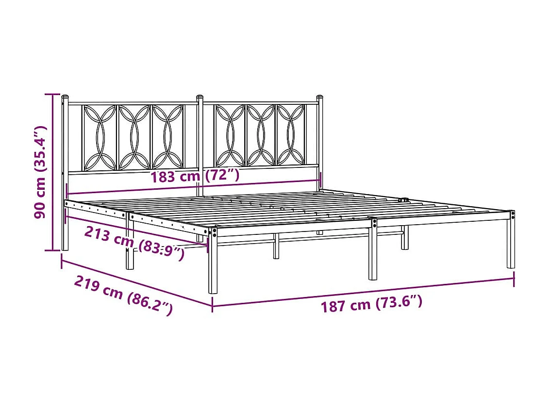 Bettgestell mit Kopfteil Metall Weiß 183x213 cm