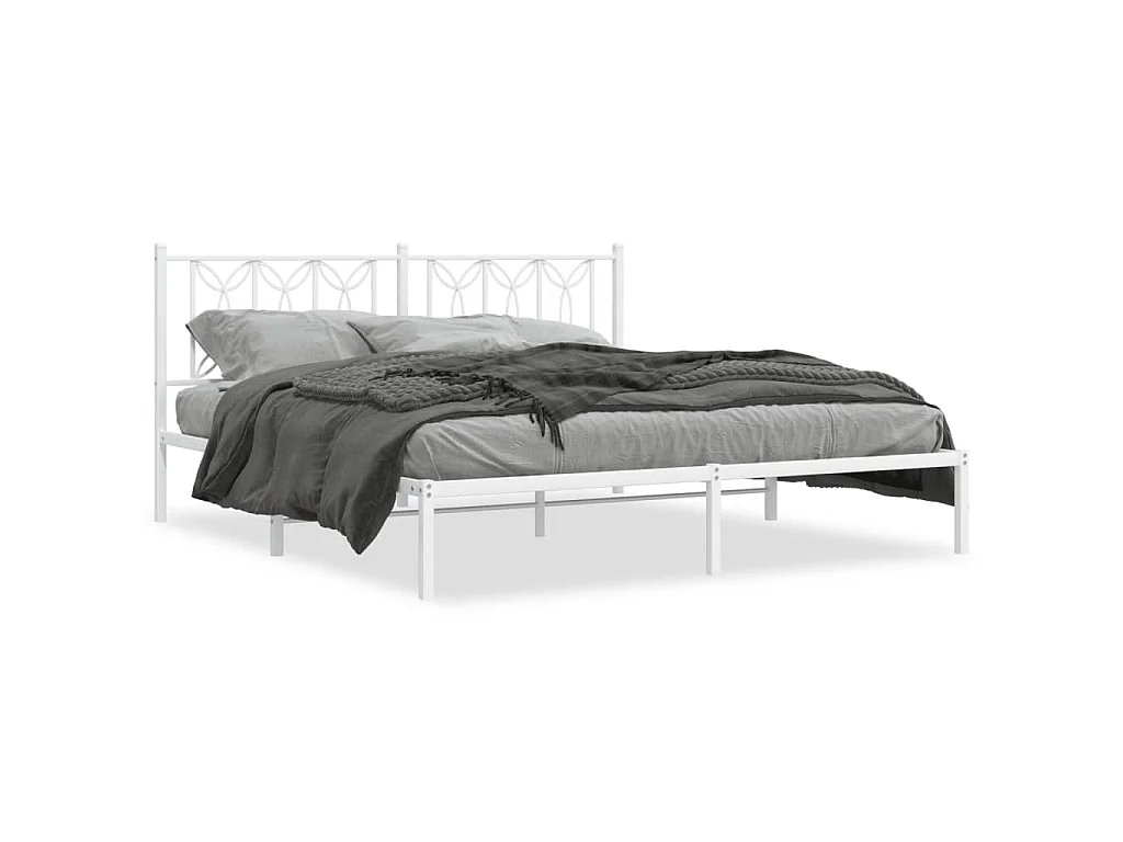 Estrutura de cama com cabeceira 183x213 cm metal branco