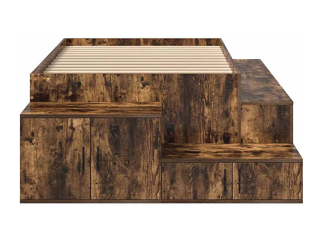 Cadre de lit avec rangement Chêne fumé 80 cm Bois d'ingénierie