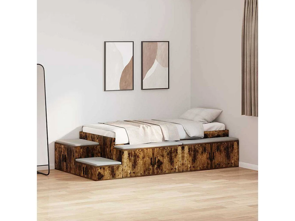 | Cama con almacenamiento | con almacenamiento Roble ahumado 80 cm
