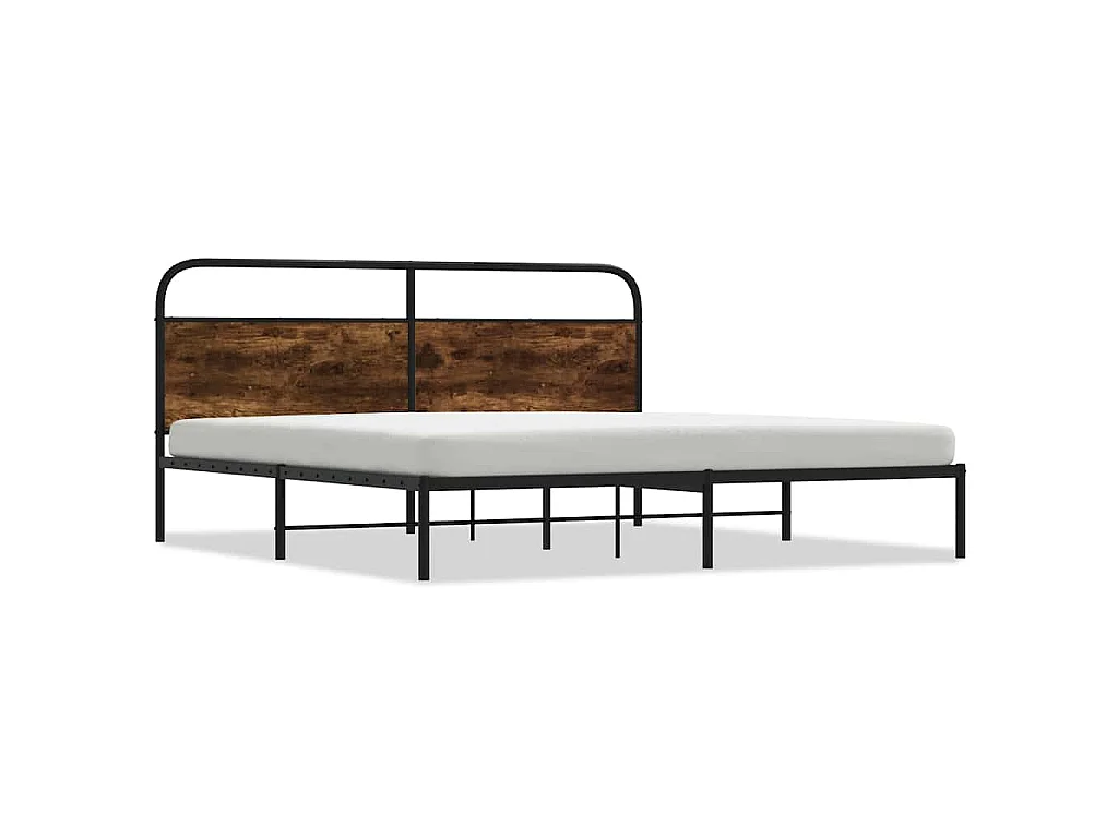 Metallbett ohne Matratze Räuchereiche 183x213 cm