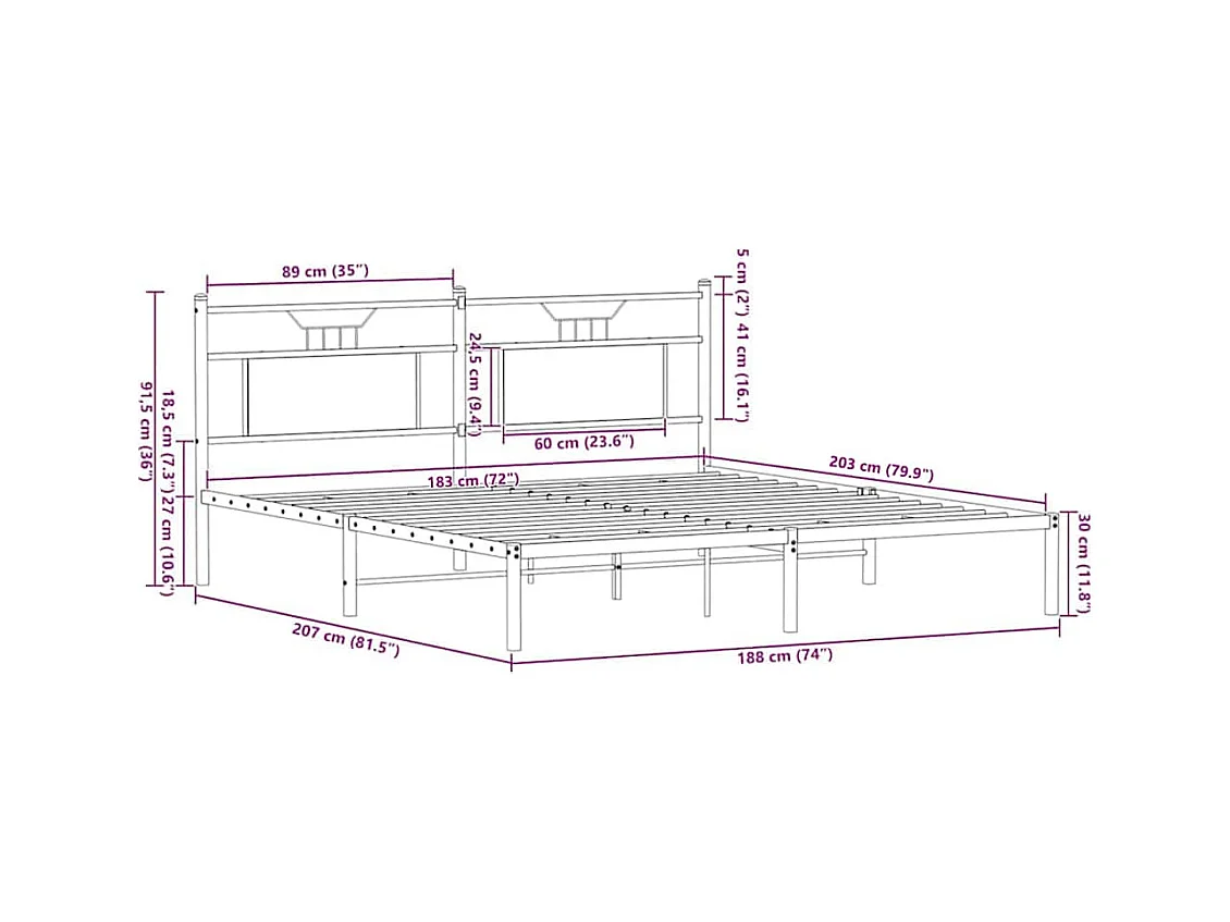 Bettgestell ohne Matratze Sonoma-Eiche 183x203 cm Holzwerkstoff