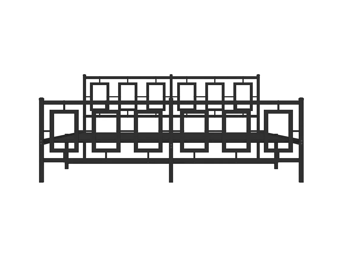 Cadre de lit métal sans matelas avec pied de lit noir 183x213cm
