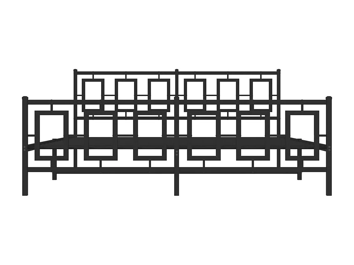 Cadre de lit métal sans matelas avec pied de lit noir 183x213cm