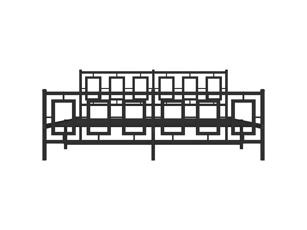 Cadre de lit métal sans matelas avec pied de lit noir 183x213cm