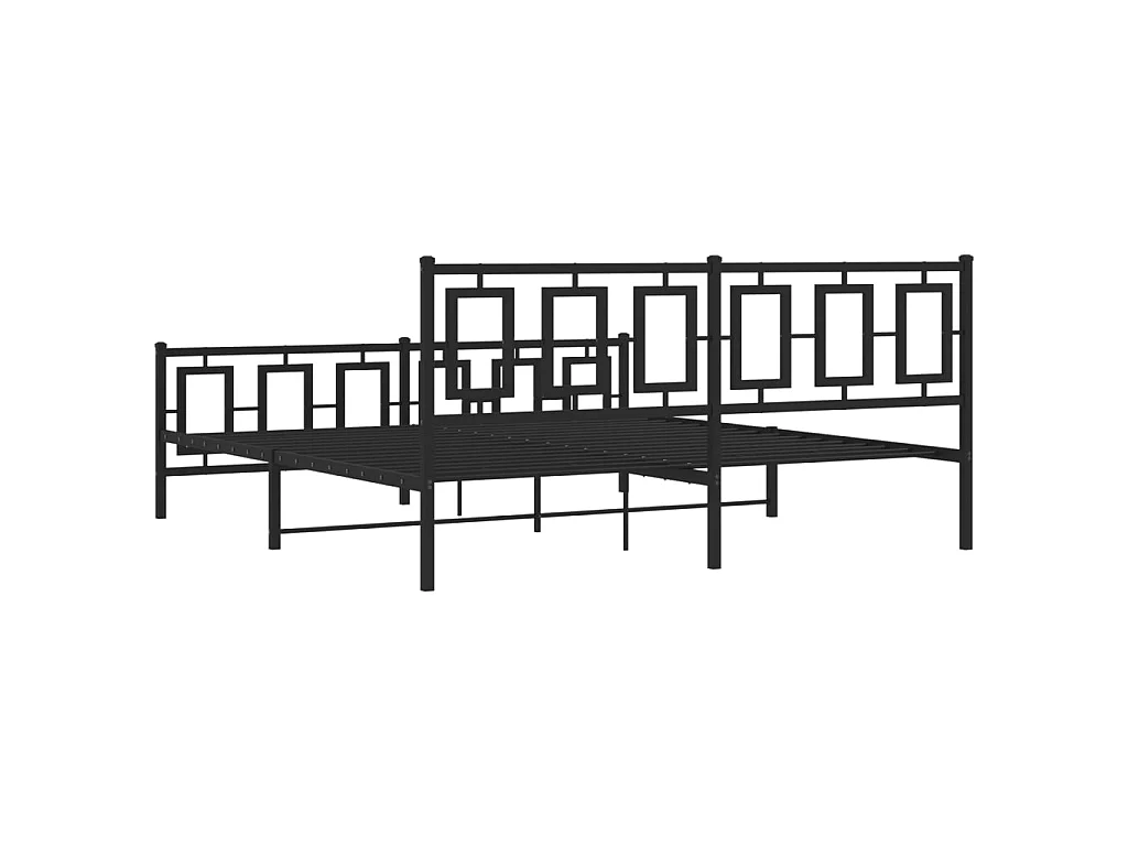 Cadre de lit métal sans matelas avec pied de lit noir 183x213cm