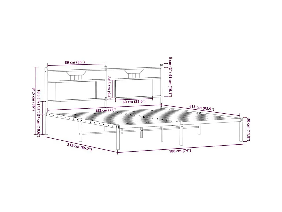Cadre de lit sans matelas chêne marron 183x213 cm