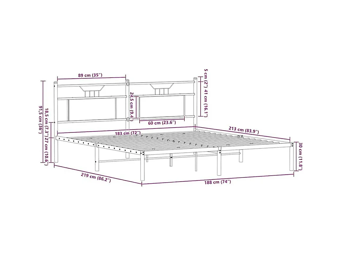 Cadre de lit sans matelas chêne marron 183x213 cm