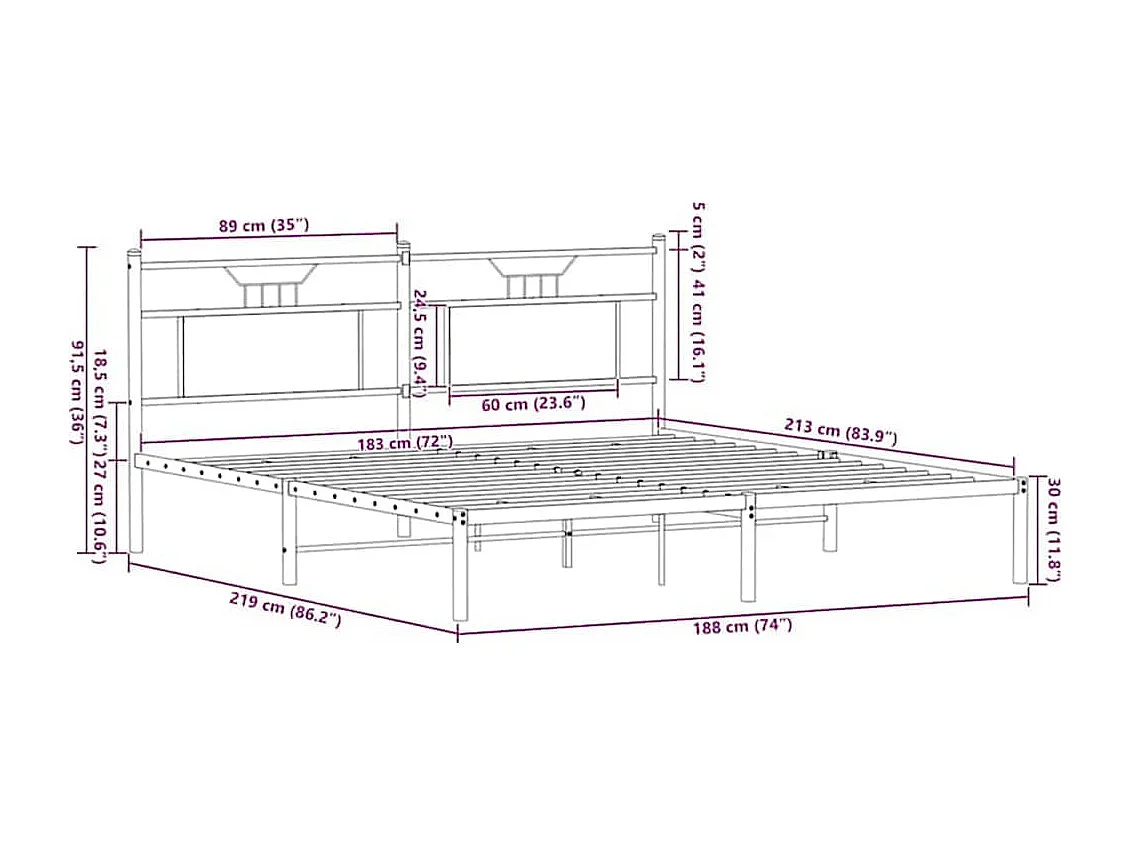 Estructura de cama sin colchón roble marrón 183x213 cm