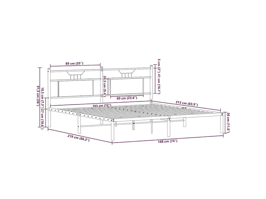 Bedframe zonder matras 183x213 cm spaanplaat bruin eikenkleurig