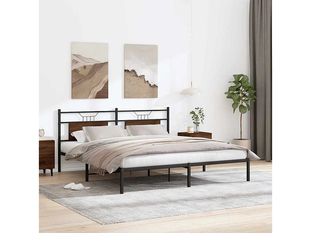 Bedframe zonder matras 183x213 cm spaanplaat bruin eikenkleurig