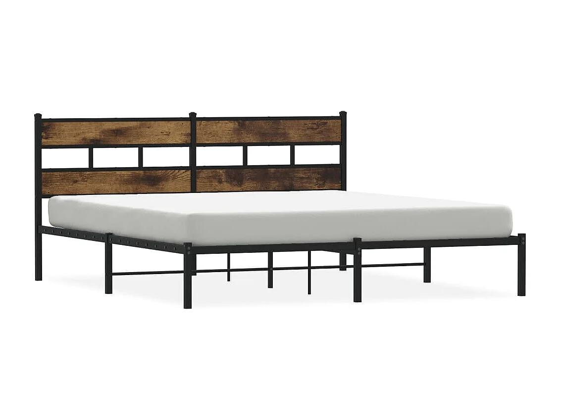 Cadre de lit en métal sans matelas chêne fumé 183x213 cm