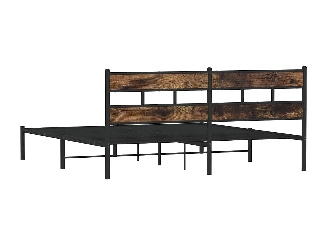 Cadre de lit en métal sans matelas chêne fumé 183x213 cm