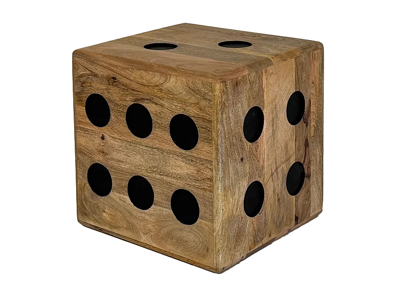 Tabouret Cube Bois Massif Manguier 41x41x41 cm Dé Robuste Forme de Dé