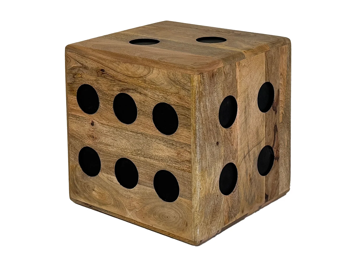Tabouret Cube Bois Massif Manguier 41x41x41 cm Dé Robuste Forme de Dé